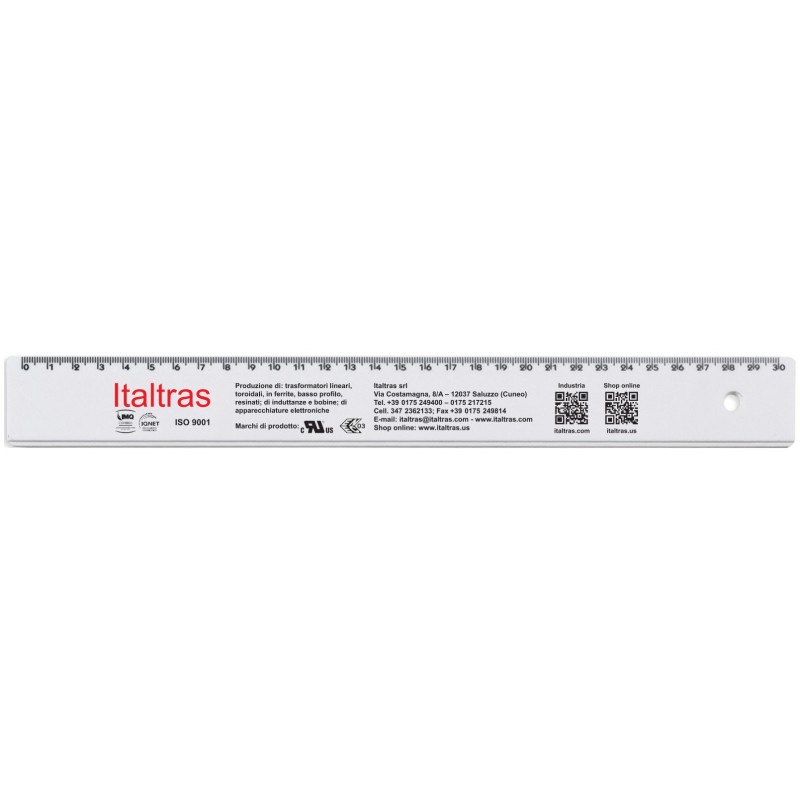 Righello bianco 30cm in plastica solida