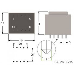 Trasformatore Resinato 3.2 VA EI40