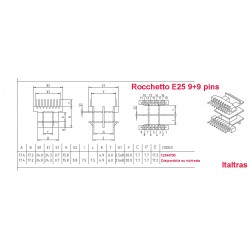 Rocchetto E 20 Orizzontale 9+9 pins passo 2.5 mm